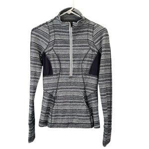 Lululemon Pullover 1/2 Zip Reflective Shirt Jacket 2 4 Micro Stripe Gray Black